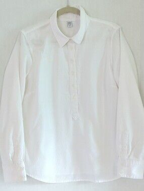 Izod Crisp White 1/2 Button Cotton Long Sleeve Collared Crinkle Shirt Size XL